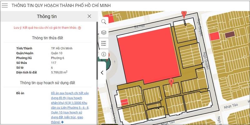 Hiển thị kết quả tra cứu quy hoạch thành phố Hồ Chí Minh chính xác